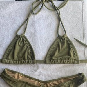 Montce swim 💚 Faux suede bikin set
